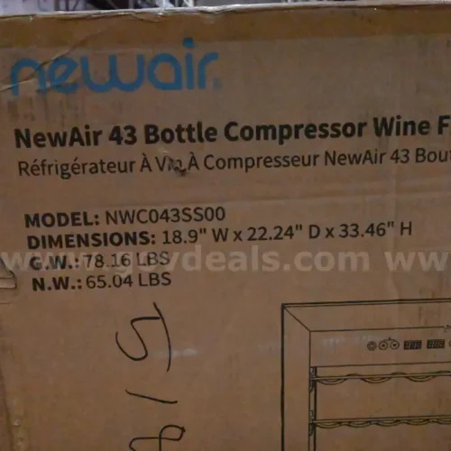 (2)- NEW- NewAir Wine Fridge's ( NWC028SS01, NWC043SS00) - Image 2